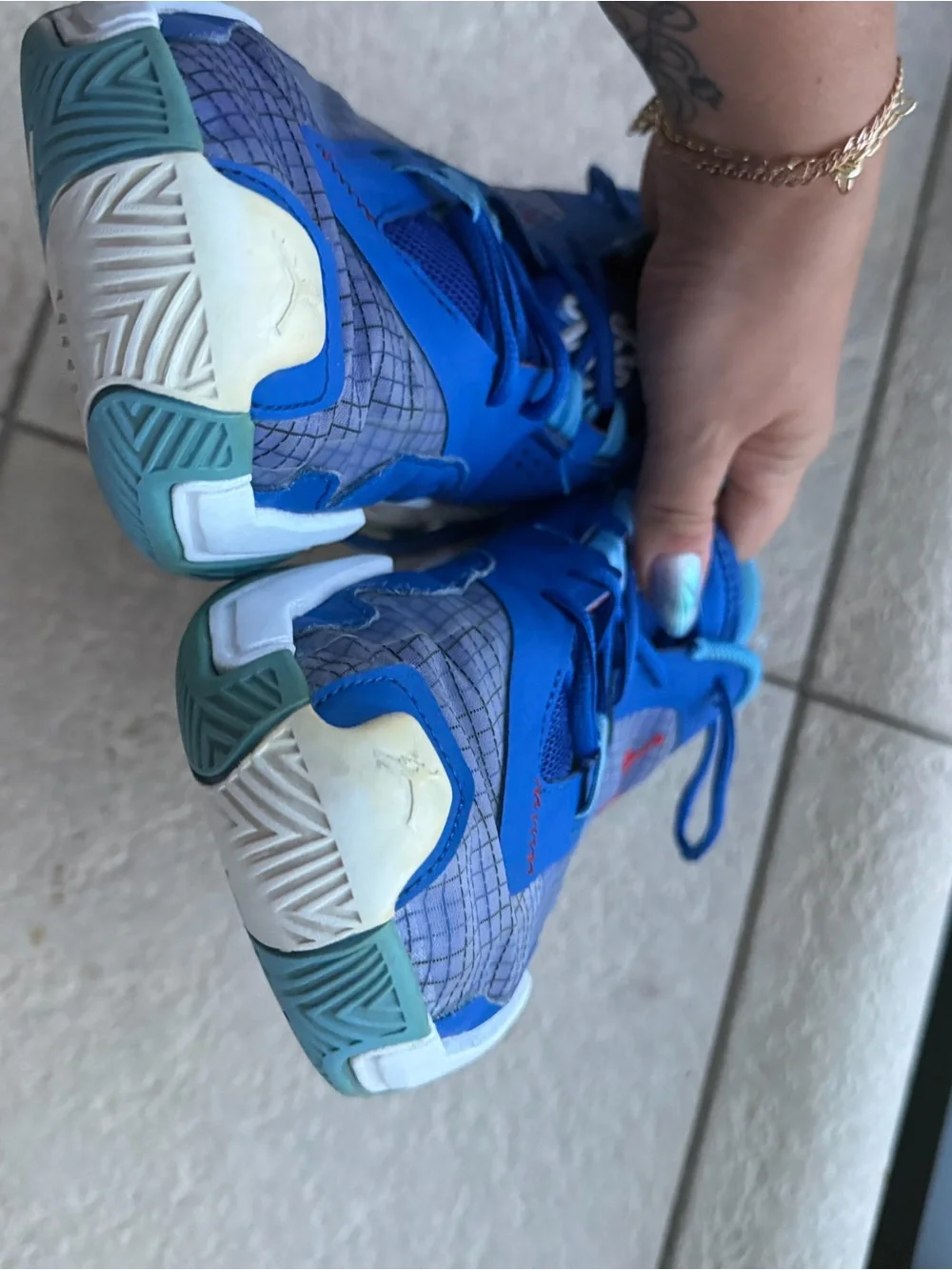 Jordan Blue and Light Blue Basketball Sneakers